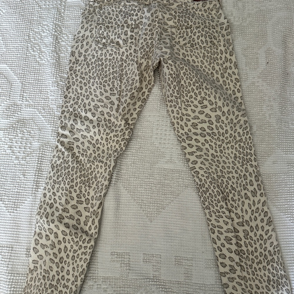 Lucky Brand Cream and Gray Leaf Print Pants
